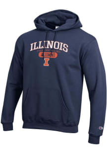 Mens Illinois Fighting Illini Navy Blue Champion Pill Alumni Powerblend Hooded Sweatshirt