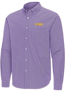 Antigua LSU Tigers Mens Purple Porter Long Sleeve Dress Shirt