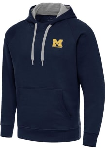 Mens Michigan Wolverines Blue Antigua Letterwinners M Club Victory Hooded Sweatshirt