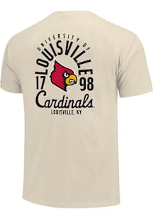 Louisville Cardinals Ivory Mascot Overlay Short Sleeve T Shirt