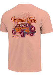 Virginia Tech Hokies Womens Orange Beachside Jeep Dog Short Sleeve T-Shirt