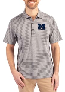 Michigan Wolverines Grey Cutter and Buck Letterwinners M Club Forge Heather Stripe Big and Tall Po..