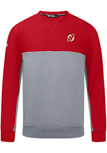 Levelwear New Jersey Devils Mens Red Legacy Embroidered 3D Patch Long Sleeve Crew Sweatshirt