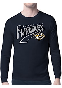 Starter Nashville Predators Navy Blue Tailsweep Long Sleeve T Shirt