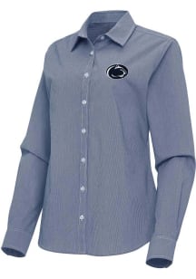 Womens Penn State Nittany Lions Navy Blue Antigua Porter Long Sleeve Dress Shirt