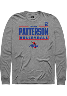 Lauren Patterson Mens Graphite Tulsa Golden Hurricane NIL Stacked Box Long Sleeve Player T Shirt