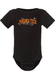 Summit Sportswear Virginia Tech Hokies Baby Black Heart Graphic Short Sleeve One Piece