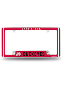 Ohio State Buckeyes Alternate All Over Chrome License Plate Frame - White