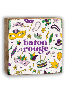 Baton Rouge Mardi Gras Sign - White