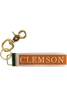 Clemson Stripe Woven Keychain - Orange
