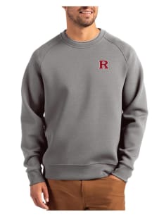 Mens Rutgers Scarlet Knights Graphite Cutter and Buck Roam Crew Sweatshirt