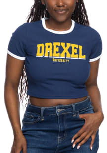 Drexel Dragons Ribbed Ringer Baby Short Sleeve T-Shirt - Navy Blue