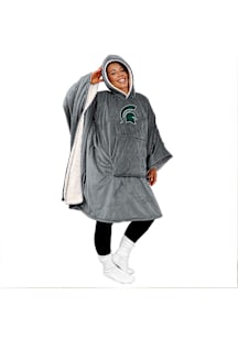 Michigan State Spartans Wearable Sherpa Bloncho Sherpa Fleece Blanket - Dark Grey