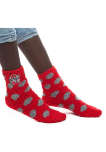 Ohio State Buckeyes Red Polka Dot Womens Quarter Socks