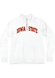Blue 84 Iowa State Cyclones Womens White Sanded Fleece Qtr Zip