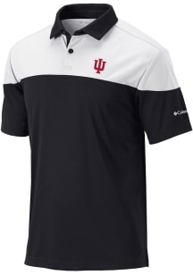 Mens Indiana Hoosiers Black Columbia Heat Seal Omni Wick Best Ball Short Sleeve Polo Shirt