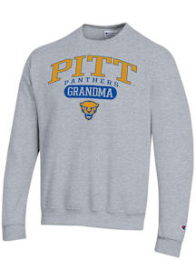 Champion Pitt Panthers Mens Grey Pill Box Grandma Powerblend Long Sleeve Crew Sweatshirt