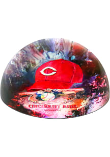 Cincinnati Reds Red Glass Dome Paperweight Paper Weight