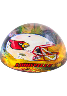Louisville Cardinals Red Glass Dome Paperweight Paper Weight