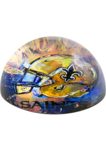 New Orleans Saints Tan Glass Dome Paperweight Paper Weight