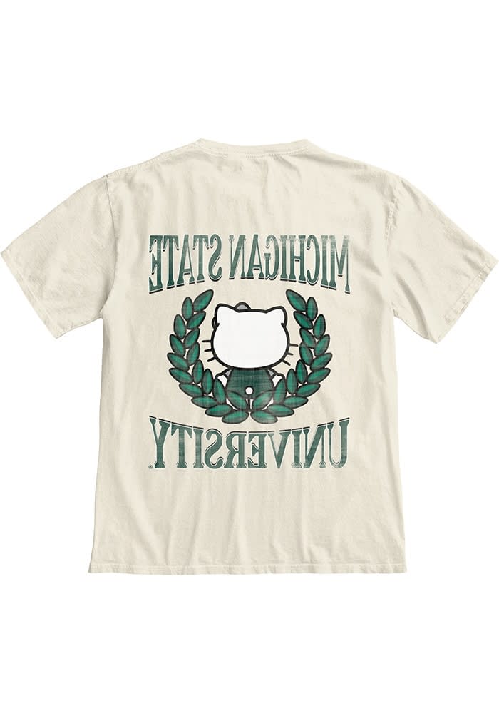 IVORY Michigan State Spartans Hello Two Ways Short Sleeve T-Shirt