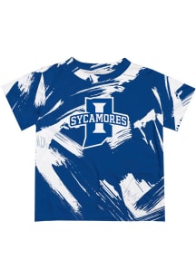 Vive La Fete Indiana State Sycamores Infant Paint Brush Short Sleeve T-Shirt Blue