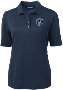 Cutter and Buck Sporting Kansas City Womens Navy Blue Virtue Eco Pique Short Sleeve Polo Shirt