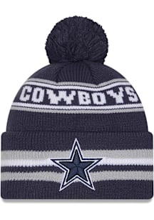 New Era Dallas Cowboys Navy Blue Classic Cuff Pom Mens Knit Hat