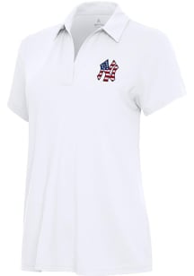 Antigua New York Yankees Womens White Patriotic Era Short Sleeve Polo Shirt