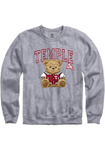 Summit Sportswear Temple Owls Womens Grey Bear Necessities Crew Sweatshirt