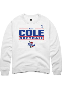 Maci Cole Rally Mens White Tulsa Golden Hurricane NIL Stacked Box Player Crew