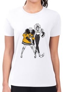 4Her Boston Bruins Womens White Hockey Girls Short Sleeve T-Shirt