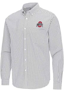 Mens Ohio State Buckeyes Ash Antigua Ellis Long Sleeve Dress Shirt