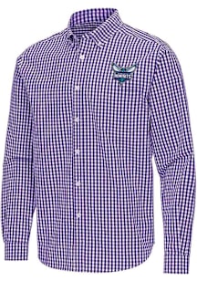 Antigua Charlotte Hornets Mens Purple Ellis Long Sleeve Dress Shirt