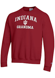 Champion Indiana Hoosiers Mens Crimson Grandma Powerblend Long Sleeve Crew Sweatshirt