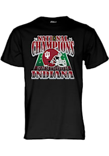Blue 84 Indiana Hoosiers Black 2025 College Football National Champions Short Sleeve T Shirt