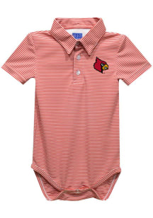 Vive La Fete Louisville Cardinals Baby Cardinal Pencil Stripe Short Sleeve One Piece Polo