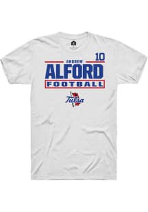 Andrew Alford Rally Mens White Tulsa Golden Hurricane NIL Stacked Box Player T Shirt