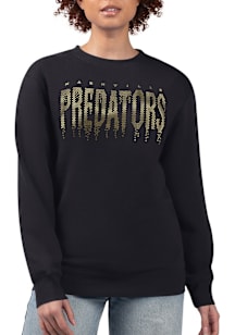 4Her Nashville Predators Womens Black Metallic Drops Crew Sweatshirt