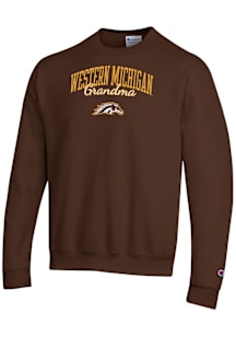 Champion Western Michigan Broncos Mens Brown Grandma Script Powerblend Long Sleeve Crew Sweatshirt