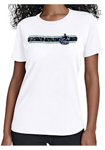 Starter Vancouver Canucks Womens White Stripe Short Sleeve T-Shirt