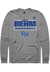 Nolan Behm Mens Graphite Pitt Panthers NIL Stacked Box Long Sleeve Player T Shirt