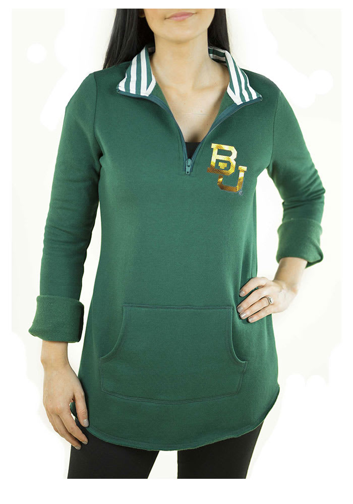 Baylor Bears Womens Green Tunic Fleece 1/4 Zip Pullover