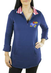 Gameday Couture Kansas Jayhawks Womens Blue Tunic Fleece 1/4 Zip Pullover