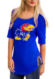 Gameday Couture Kansas Jayhawks Womens Blue On With The Show Scoop T-Shirt