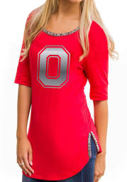 Gameday Couture Ohio State Buckeyes Womens Red On With The Show Scoop T-Shirt