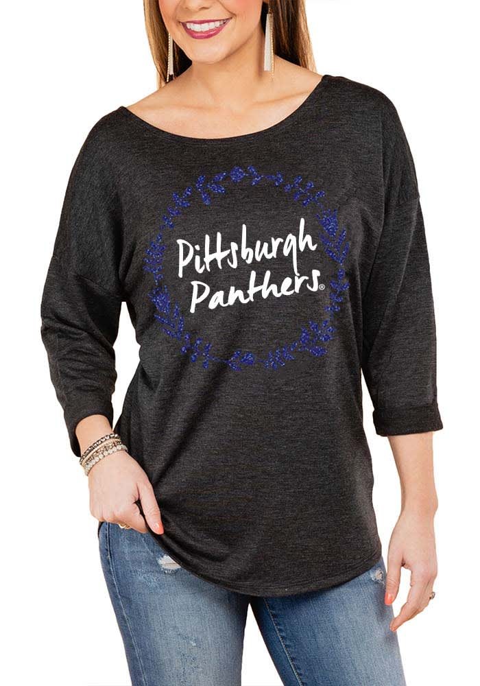 Gameday Couture Pitt Panthers Womens Charcoal Floral Ring Crew Sweatshirt