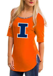Gameday Couture Illinois Fighting Illini Womens Orange On With The Show Scoop T-Shirt