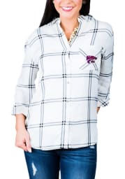 Gameday Couture K-State Wildcats Womens Wild About Plaid Long Sleeve White Dress Shirt