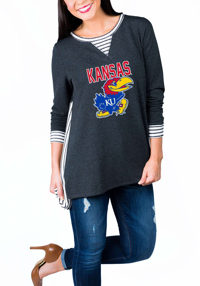 Gameday Couture Kansas Jayhawks Womens Charcoal Youll Be Back Long Sleeve Womens Crew